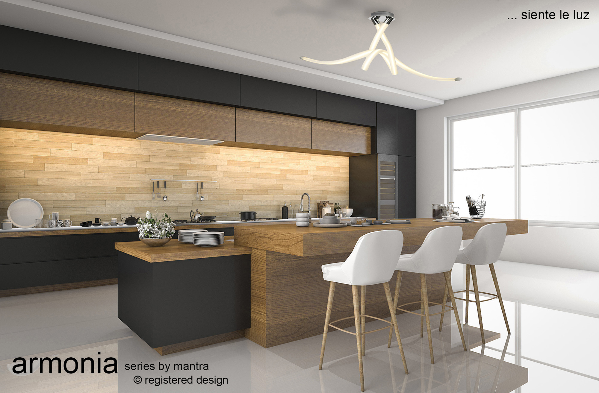 Armonia Polished Chrome Ceiling Lights Mantra Semi Flush Fittings